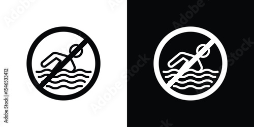 No swimming signs in black. flat graphic vector icon