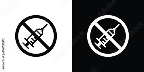No syringe signs in black. flat graphic vector icon