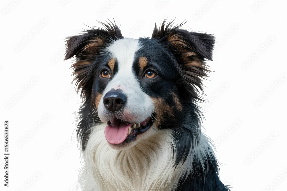 Adorable border collie in ravishing realistic detail on isolated background. isolated, white background Adorable border collie in ravishing realistic detail on isolated background. isolated, white background