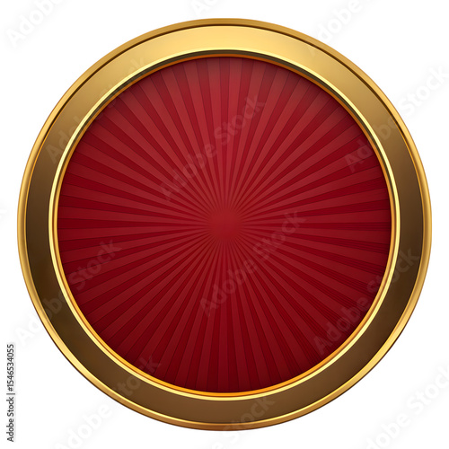 Red and gold circular badge isolated on transparent background