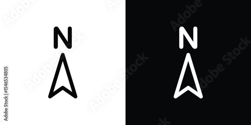 North icon in black. flat graphic vector icon