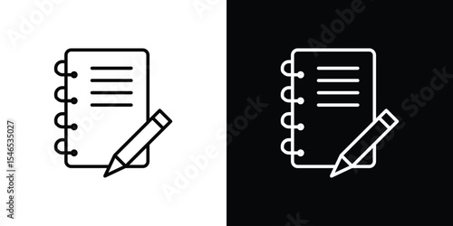 Notebook icon in black. flat graphic vector icon