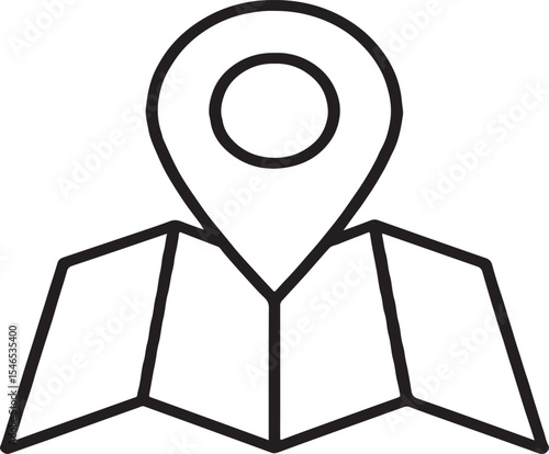 Map Location Pin Icon – Outline Vector Design for Navigation and GPS
