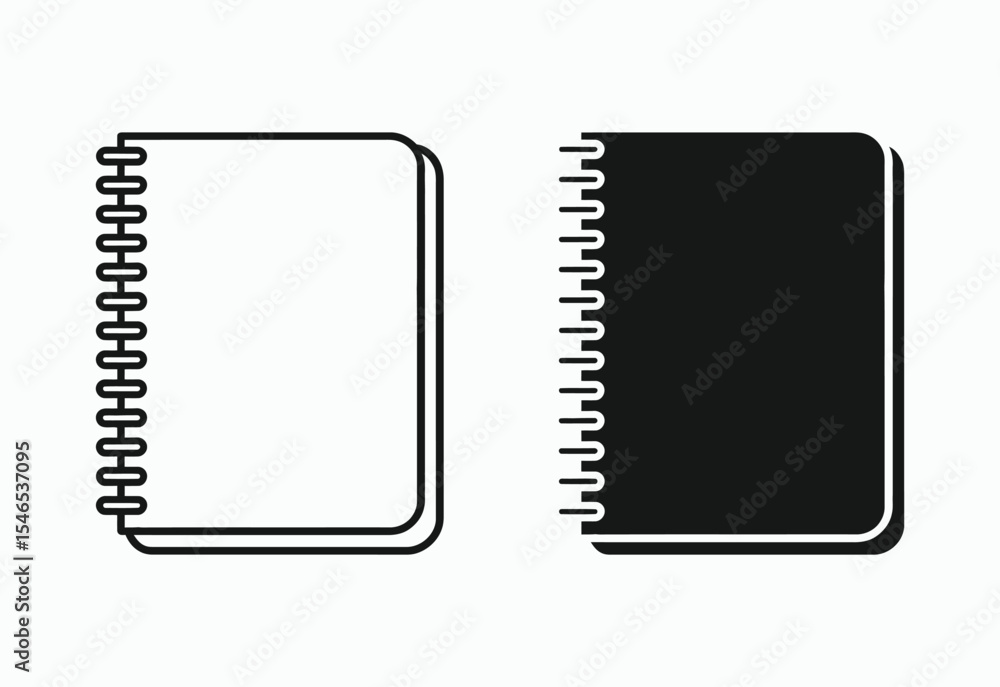 Spiral notebook icons black and white design