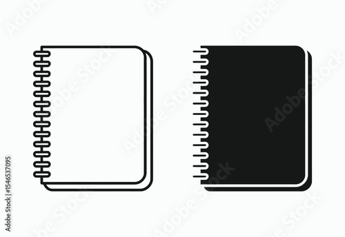 Spiral notebook icons black and white design