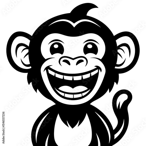 Happy cartoon monkey isolated on white background