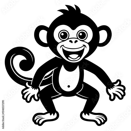 Cartoon monkey standing isolated on white background