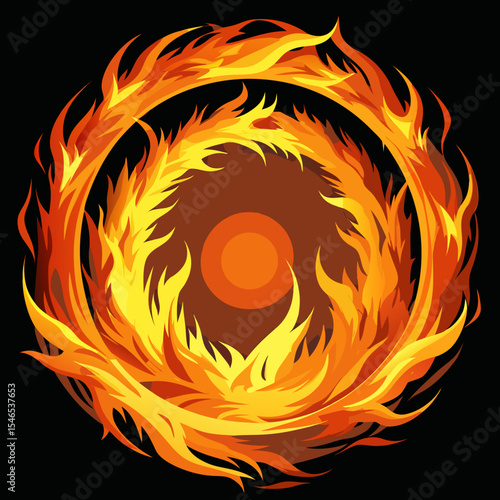 Abstract fiery ring design element for background
