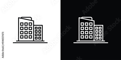 Office block icon in black. flat graphic vector icon