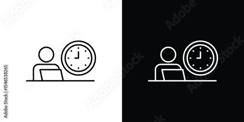 Office hours icon in black. flat graphic vector icon