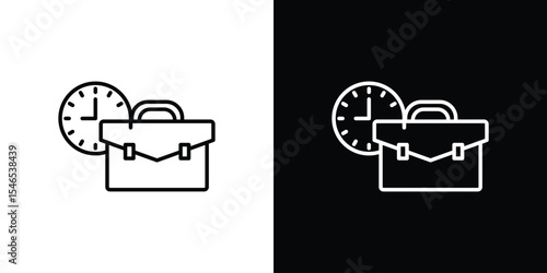 Office time icon in black. flat graphic vector icon