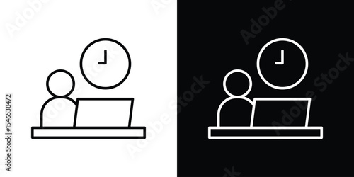 Office time icon in black. flat graphic vector icon