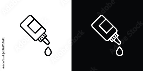 Oil dropper bottle icon in black. flat graphic vector icon