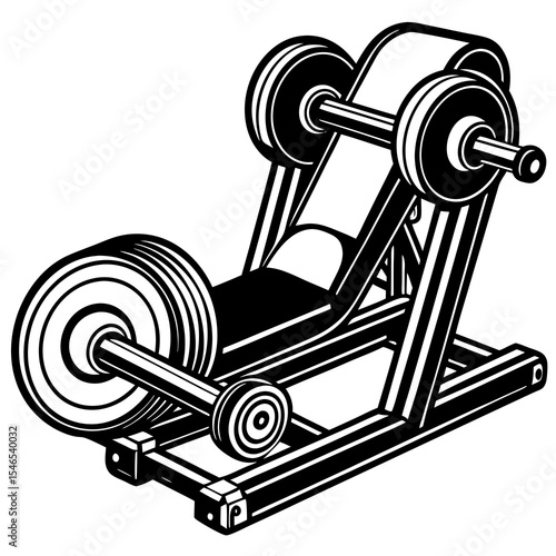Leg press machine for strength training isolated on white background