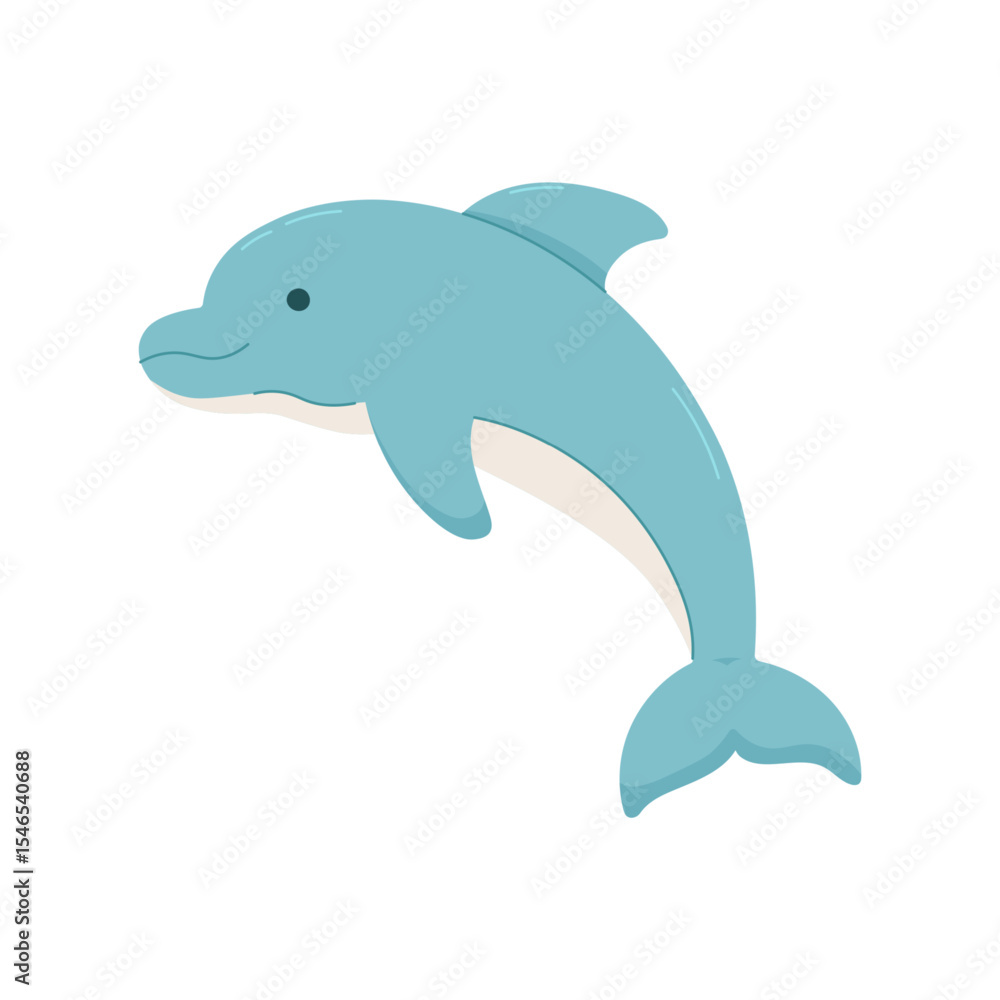 Fototapeta premium Dolphin illustration in flat style on white background
