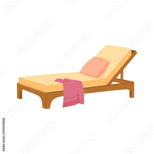 Illustration sunlounge with towel for pool or beach