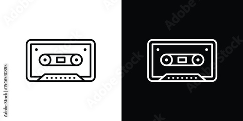 Old Cassette icon in black. flat graphic vector icon