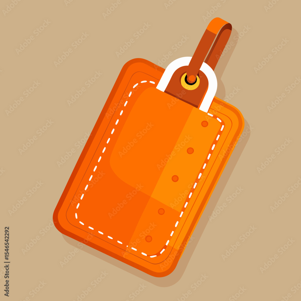 Obraz premium Orange leather luggage tag with strap