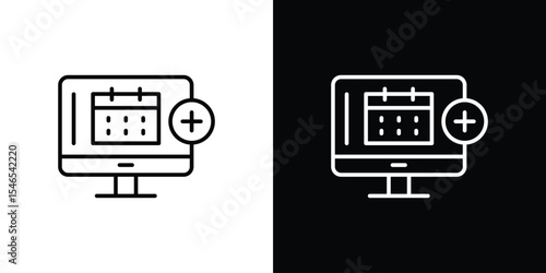 Online appsointment icon in black. flat graphic vector icon