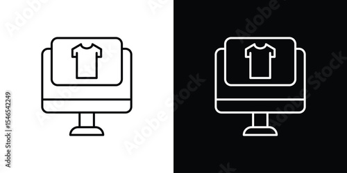 Online clothes shopping icon in black. flat graphic vector icon