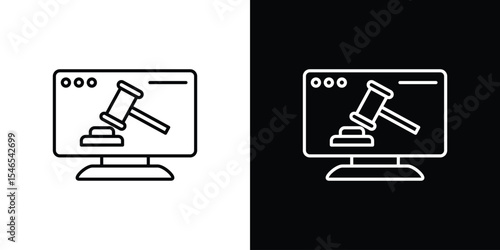 Online court icon in black. flat graphic vector icon