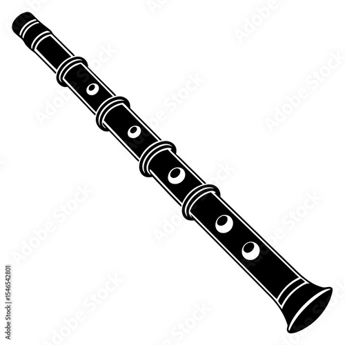 Black clarinet isolated on white background