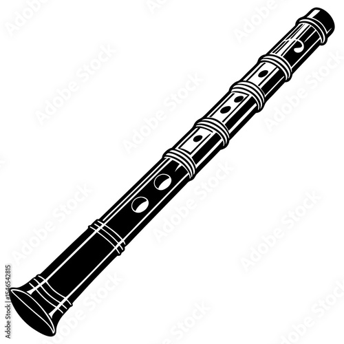 Black clarinet isolated on white background