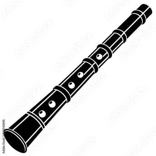 Black clarinet isolated on white background