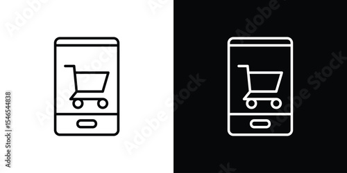 Online shopping icon in black. flat graphic vector icon