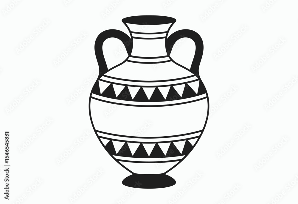 Fototapeta premium Ancient greek style amphoras black and white illustration