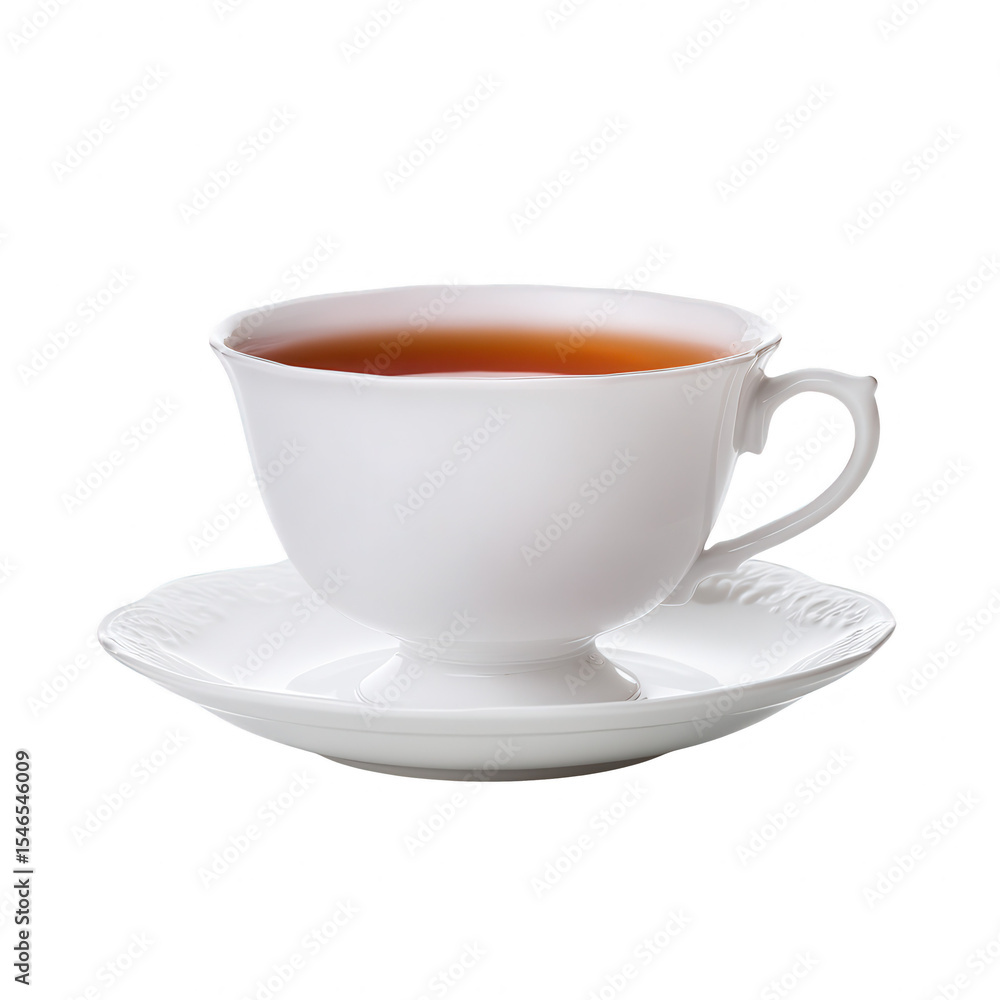 Obraz premium Simple White Teacup with Tea on White Background