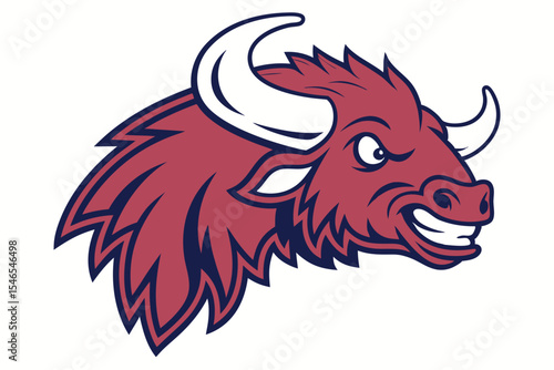 Wallpaper Mural Fierce red bull with sinister grin and prominent horns looks ready for action Torontodigital.ca