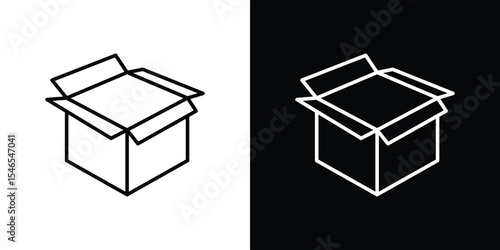 Open box icon in black. flat graphic vector icon