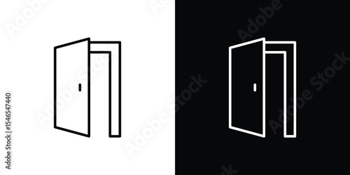 Open door icon in black. flat graphic vector icon