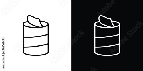 Open tin can icon in black. flat graphic vector icon