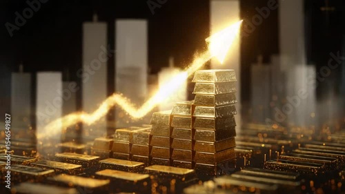 Abstract concept of business growth in gold