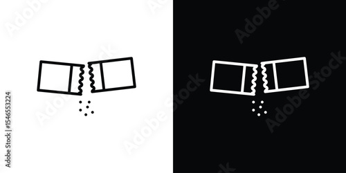 Packet soluble powder icon in black. flat graphic vector icon