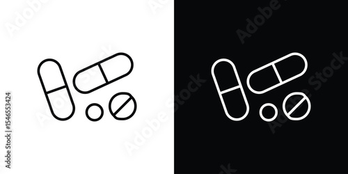 Painkiller pills icon in black. flat graphic vector icon