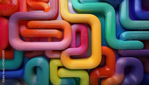 3d render abstract background of multicolored gradient tubes simple labyrinth wallpaper colorful volumetric line