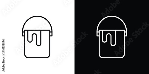 Paint bucket icon in black. flat graphic vector icon