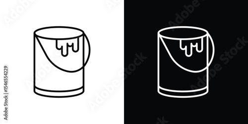 Paint bucket icon in black. flat graphic vector icon