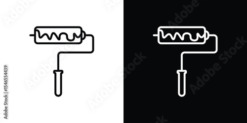 Paint roller icon in black. flat graphic vector icon