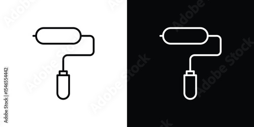 Paint roller icon in black. flat graphic vector icon