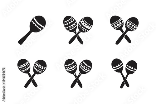 maraca sign maracas cinco de mayo symbol mexica silhouette vector