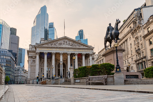 Royal Exchange London with Wellington Statue