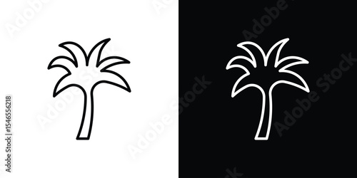 Palm tree icon in black. flat graphic vector icon