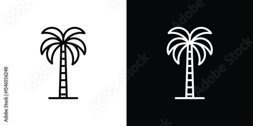 Palm tree icon in black. flat graphic vector icon