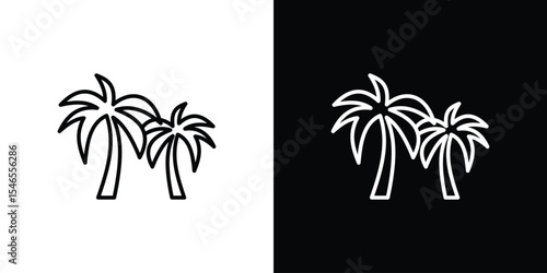 Palm tree icon in black. flat graphic vector icon