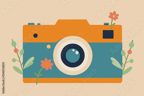 retro photo camera and photos