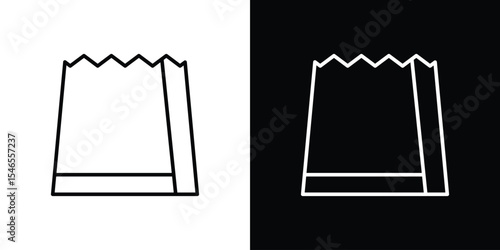 Paper bag icon in black. flat graphic vector icon